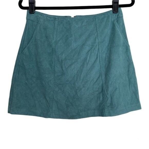 Kendall + Kylie Teal Suede Mini Skirt Medium - Picture 1 of 6